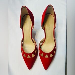 Marc Fisher Taxie Red Suede With Mesh Cutout Pointed Toe Heels